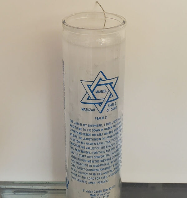 7 Day Blessed Candles - 23rd Psalm/10 Commandments/Star Of David